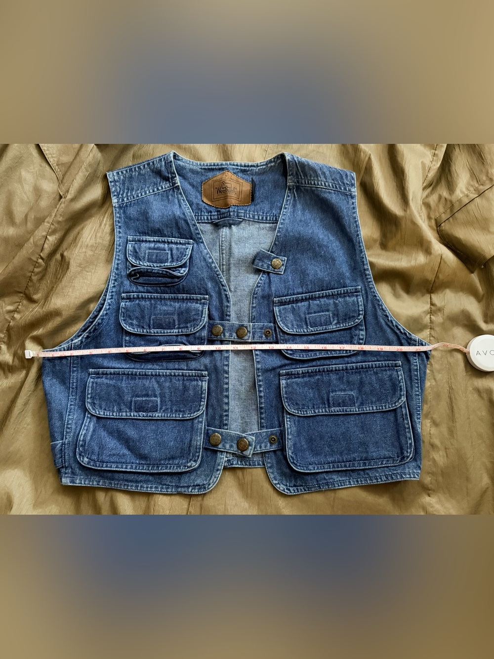 Vintage Woolrich Denim Utility Vest in Medium Blue - Picture 4 of 5